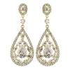 Gold Clear Multi Cut Teardrop CZ Crystal Chandelier Bridal Wedding Earrings 7769