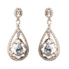 Rose Gold Clear Multi Cut Teardrop CZ Crystal Chandelier Bridal Wedding Earrings 7769