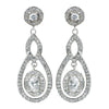 Antique Rhodium Silver Clear CZ Crystal Pave Encrusted Vintage Bridal Wedding Earrings 7778