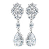 Antique Rhodium Silver Clear CZ Crystal Teardrop Earring 7783