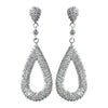 Antique Rhodium Silver Clear CZ Crystal Micro Pave Dangle Bridal Wedding Earrings 7785