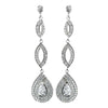 Antique Rhodium Silver Clear Teardrop Pave Drop Bridal Wedding Earrings 7787