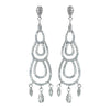 Antique Rhodium Silver Clear Micro Pave Encrusted Dainty Chandelier Bridal Wedding Earrings 7788