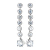Antique Rhodium Silver Clear 7 CZ Crystal Solitaire Drop Dangle Bridal Wedding Earrings 7790