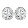 Antique Rhodium Silver Clear Pave CZ Crystal Vintage Stud Bridal Wedding Earrings 7796