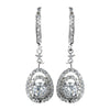 Antique Rhodium Silver Clear CZ Crystal Vintage Drop Leverback Bridal Wedding Earrings 7797