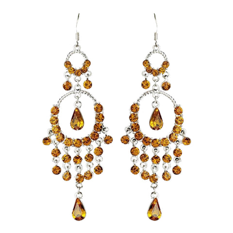 * Gold Brown Chandelier Bridal Wedding Earrings 801