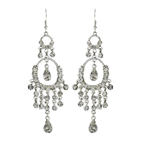 * Exquisite Silver Clear Crystal Chandelier Bridal Wedding Earrings E 801