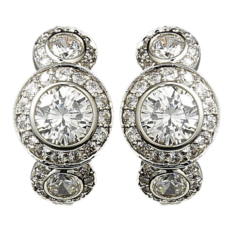 Silver Cubic Zirconia Bridal Wedding Earrings E 8116