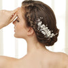 Crystal & Ivory Mother of Pearl Shell Bridal Wedding Hair comb 8133