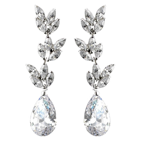 Elegant Flower Cubic Zirconium Crystal Earring E 8170