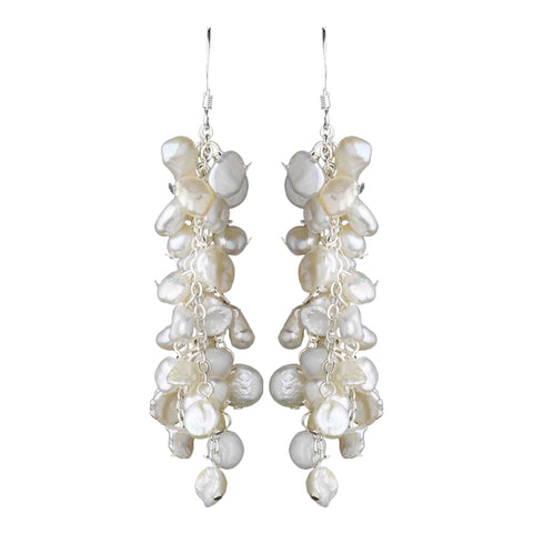 Beautiful Cluster Keshi Pearl Bridal Wedding Earrings E 8195