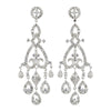 Rhodium Clear Pave CZ Crystal Chandelier Bridal Wedding Earrings 82011