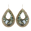 Gold Olive Green Beaded & Rhinestone Hand Made Fashion Chandelier Bridal Wedding Earrings 82038