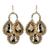 Gold Light Brown & Clear Rhinestone Drops Bridal Wedding Earrings 82042