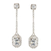 Rhodium Clear CZ Crystal Shoulder Dangle Bridal Wedding Earrings 82079