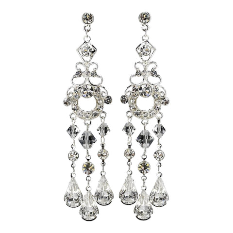 Silver Swarovski Bridal Wedding Chandelier Bridal Wedding Earrings E 8318