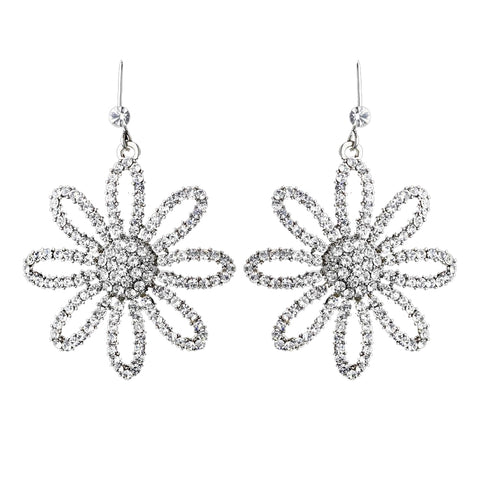 Silver Clear Bridal Wedding Earrings 8462