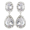 Ravishing Silver Clear CZ Bridal Wedding Hair Clip On Bridal Wedding Earrings 8483
