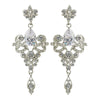 Antique Silver Clear Dangle Tear Drop CZ Crystal Bridal Wedding Earrings 8485