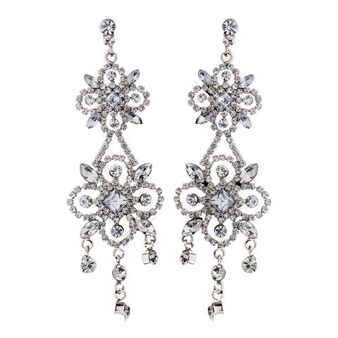 Ravishing Silver Clear Crystal Chandelier Bridal Wedding Earrings 8588