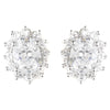 Antique Silver Clear CZ Crystal Bridal Wedding Earrings 8625