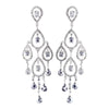 Radiant Silver Clear CZ Chandelier Bridal Wedding Earrings 8627