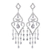 Stunning Silver Clear CZ Chandelier Bridal Wedding Earrings 8629