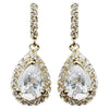 Gold Clear CZ Teardrop Bridal Wedding Earrings 8634