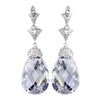 Stunning Antique Silver Clear CZ Bridal Wedding Earrings 8636