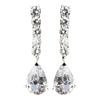 Antique Silver Clear CZ Crystal Post Bridal Wedding Earrings 8653