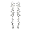 Antique Silver Clear CZ Crystal Dangle Bridal Wedding Earrings 8654
