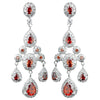 Rhodium Red Teardrop CZ Chandelier Bridal Wedding Earrings 8677