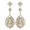 Light Gold Clear Rhinestone Chandelier Bridal Wedding Earrings 8685