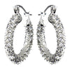 Antique Silver Clear CZ Crystal Hoop Bridal Wedding Earrings 8692