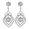 Antique Silver Clear CZ Crystal Flower Bulb Bridal Wedding Earrings 8748
