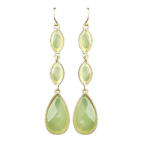 Gold Green Dangle Bridal Wedding Earrings 8840