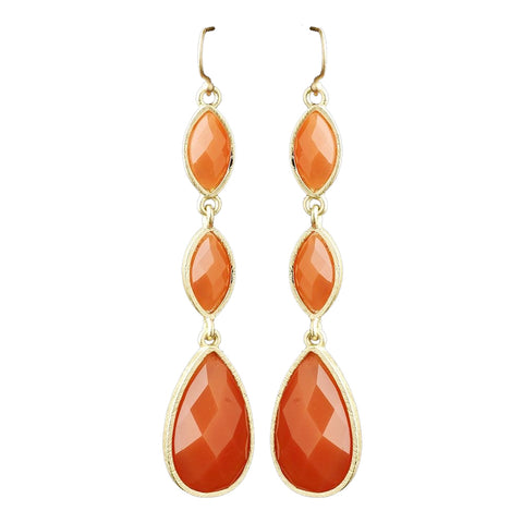Gold Orange Dangle Bridal Wedding Earrings 8840