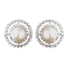 Antique Silver Ivory CZ Crystal Bridal Wedding Earrings 8902