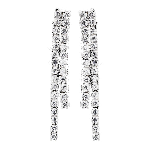Silver Clear CZ Crystal Bridal Wedding Earrings E 8910