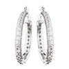 Antique Silver Clear CZ Crystal Hoop Bridal Wedding Earrings 8917
