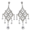 Antique Silver Clear CZ Crystal Bridal Wedding Earrings 8918