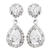 Antique Silver Clear CZ Crystal Bridal Wedding Earrings 8919