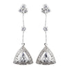 Antique Silver Clear CZ Crystal Bridal Wedding Earrings 8923