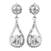Antique Silver Clear CZ Crystal Bridal Wedding Earrings 8930