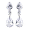 Silver Clear CZ Crystal Teardrop Bridal Wedding Earrings 8972