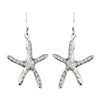 Charming Antique Silver Clear Starfish CZ Crystal Bridal Wedding Earrings 8973