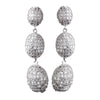 Antique Silver Clear CZ Crystal Drop Bridal Wedding Earrings 8978