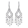 Antique Silver Clear CZ Crystal Chandelier Bridal Wedding Earrings 9002