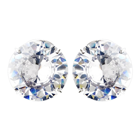 Antique Silver Clear Circular CZ Earring Set 9050